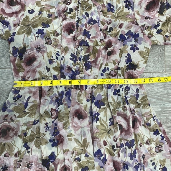 LC Lauren Conrad Runway Sheer Floral Long Sleeve Maxi Dress 4 - Picture 12 of 16
